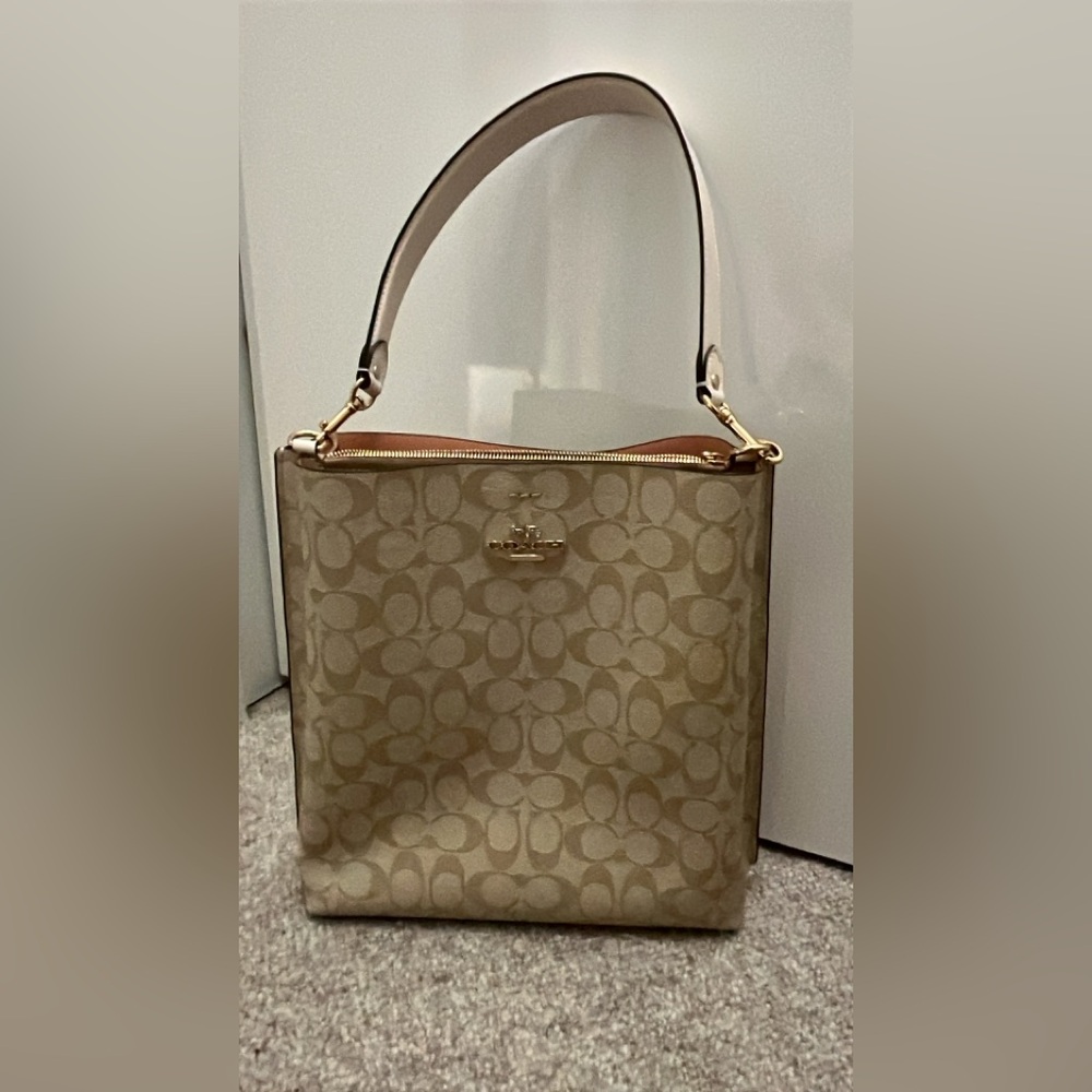 Coach Beige Top Handle Bucket Bag